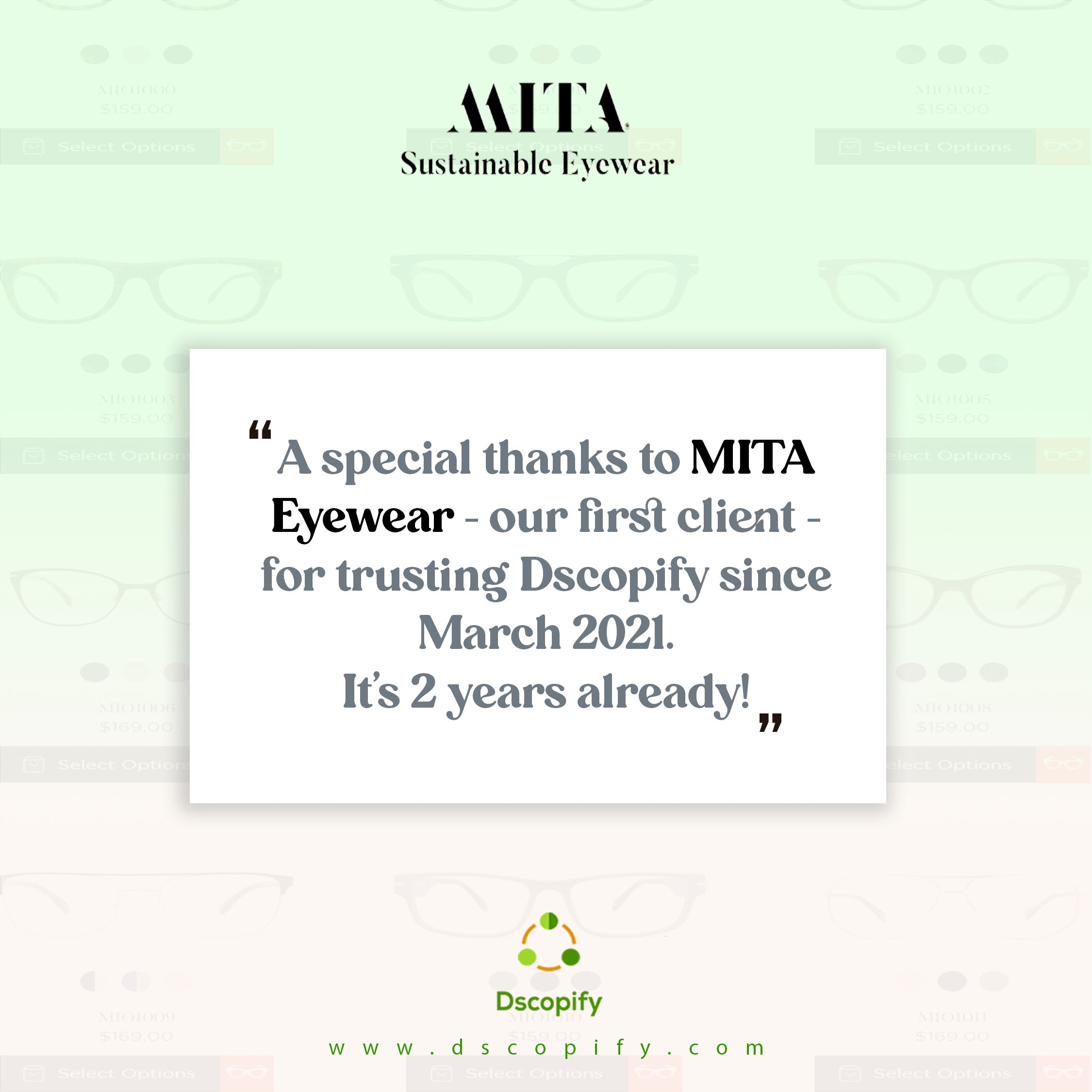 MITA Eyewear / Shopify / DSCO / Nordstrom - two years